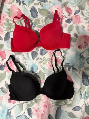 Calvin Klein Red and Black Push Up Bras